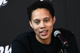 US basketball player Brittney Griner, of the Phoenix Mercury, speaks during a news conference at the Footprint Center in Phoenix, Arizona on April 27, 2023.