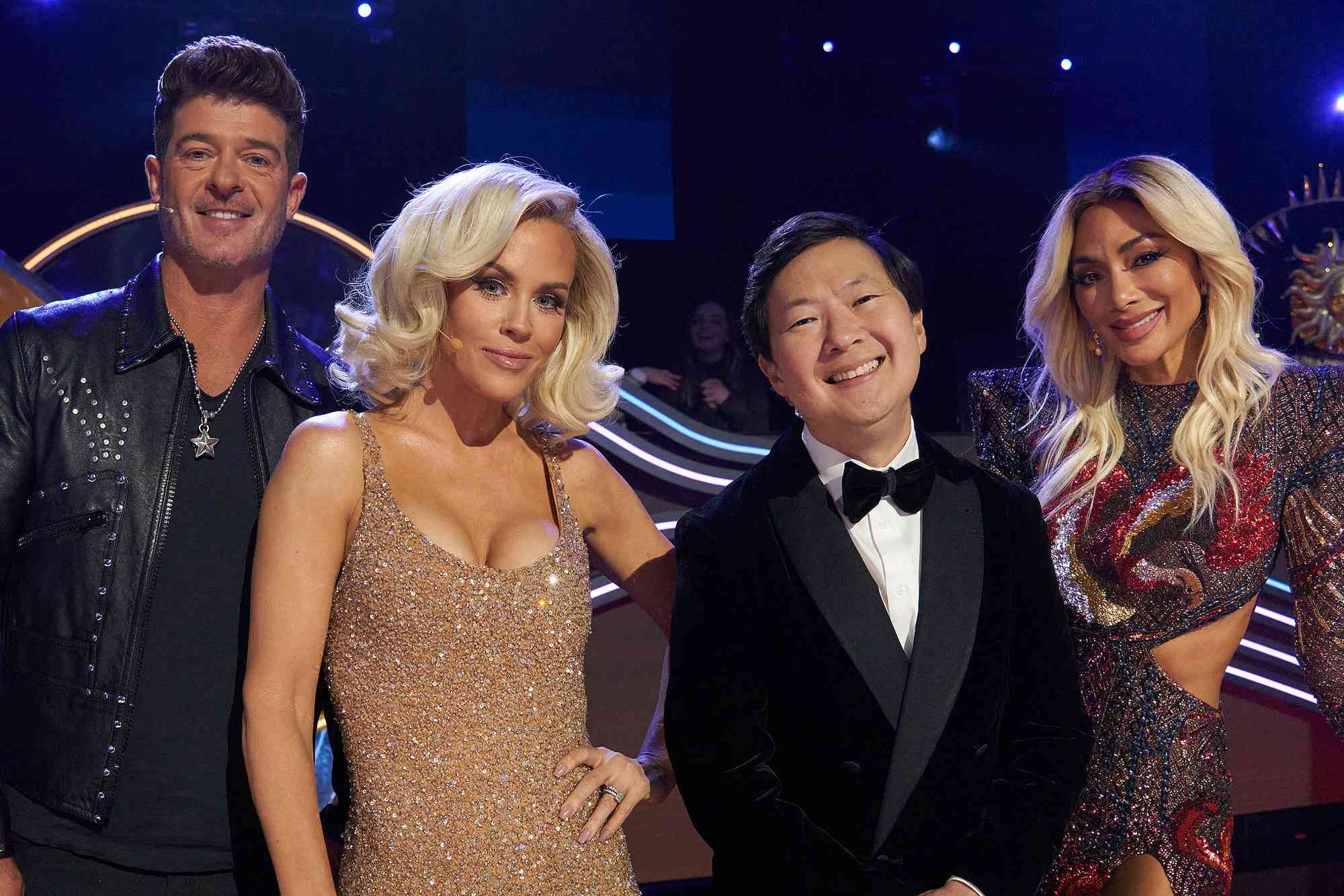 THE MASKED SINGER. L-R: Robin Thicke, Jenny McCarthy Wahlberg, Ken Jeong and Nicole Scherzinger in the season nine premiere episode of THE MASKED SINGER airing Wednesday, Feb.15