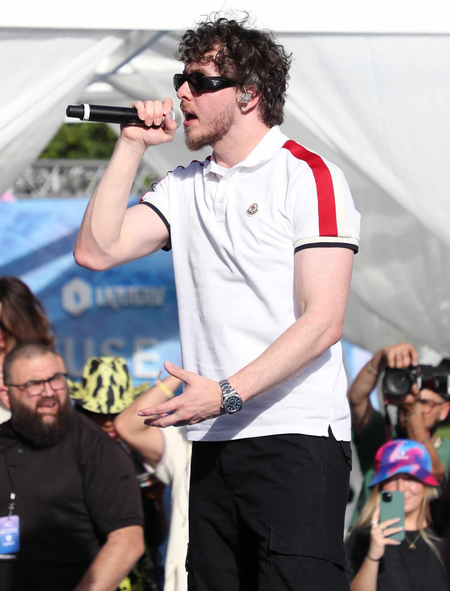 COACHELLA, CALIFORNIA - APRIL 16: Jack Harlow performs Liquid I.V. House of Hydration on April 16, 2022, at Old Polo Estate in Coachella, California. (Photo by Cassidy Sparrow/Getty Images for Liquid I.V.)