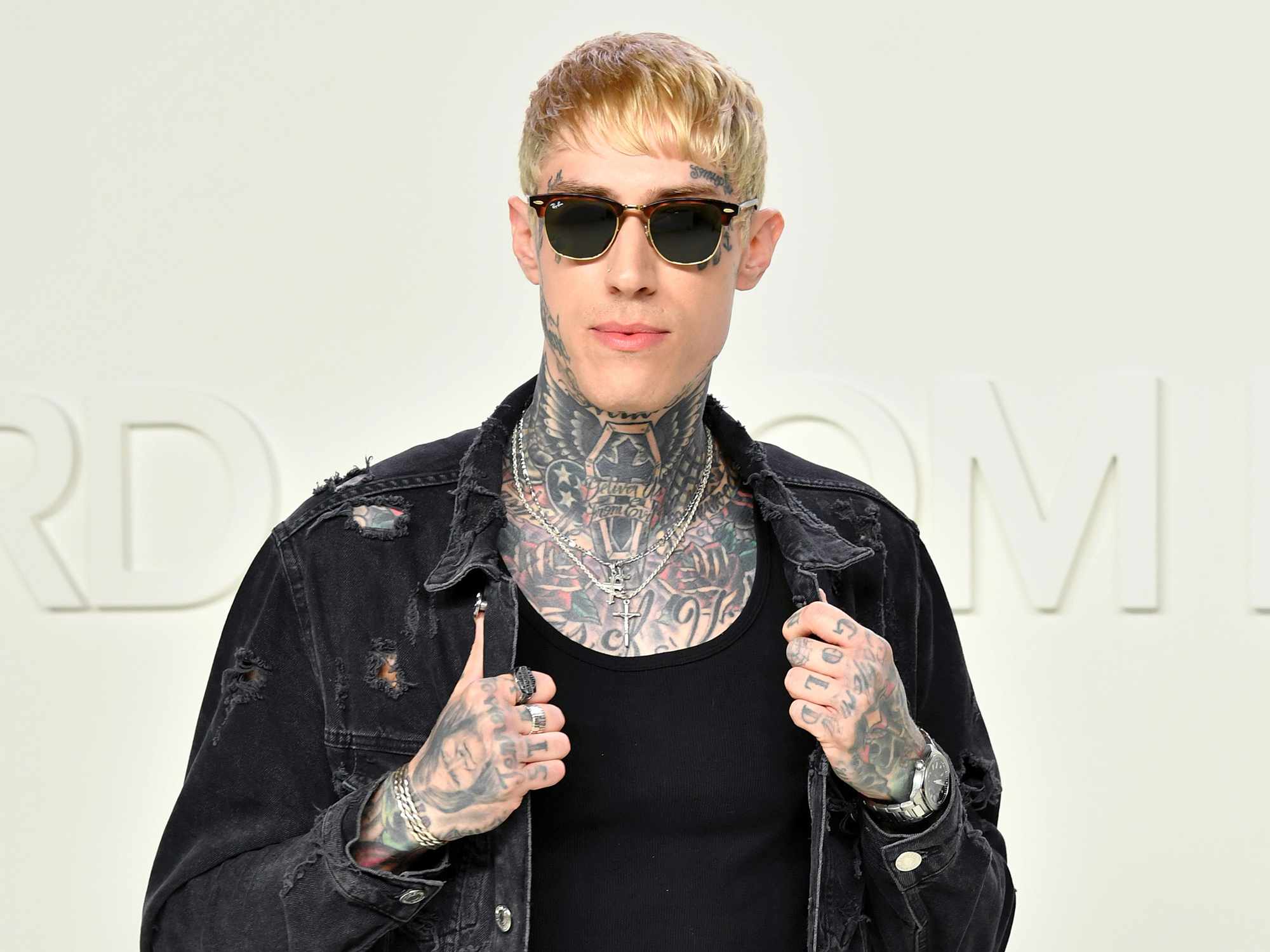 Trace Cyrus attends the Tom Ford AW20 Show at Milk Studios on February 07, 2020 in Hollywood, California