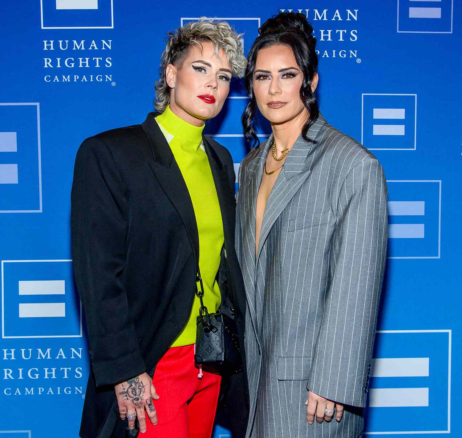 Ali Krieger and Ashlyn Harris attend the Human Rights Campaign's 2023 Greater New York Dinner at The New York Marriott Marquis on February 04, 2023 in New York City.