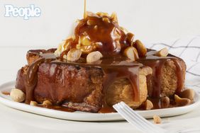 French Toast With Bananas Foster Syrup and Macadamia Nuts