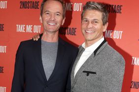 Neil Patrick Harris and David Burtka pose at the opening night of Second Stage Theater's production of "Take Me Out" on Broadway at The Hayes Theatre on April 4, 2022 in New York City