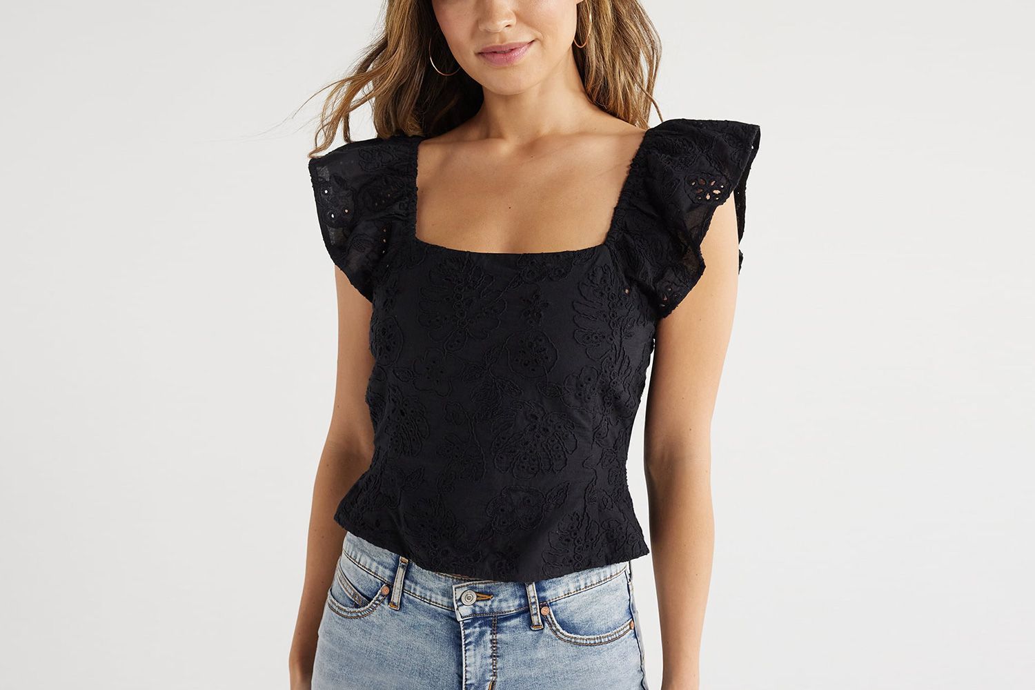 Walmart Sofia Jeans Women's Ruffle Sleeve Top