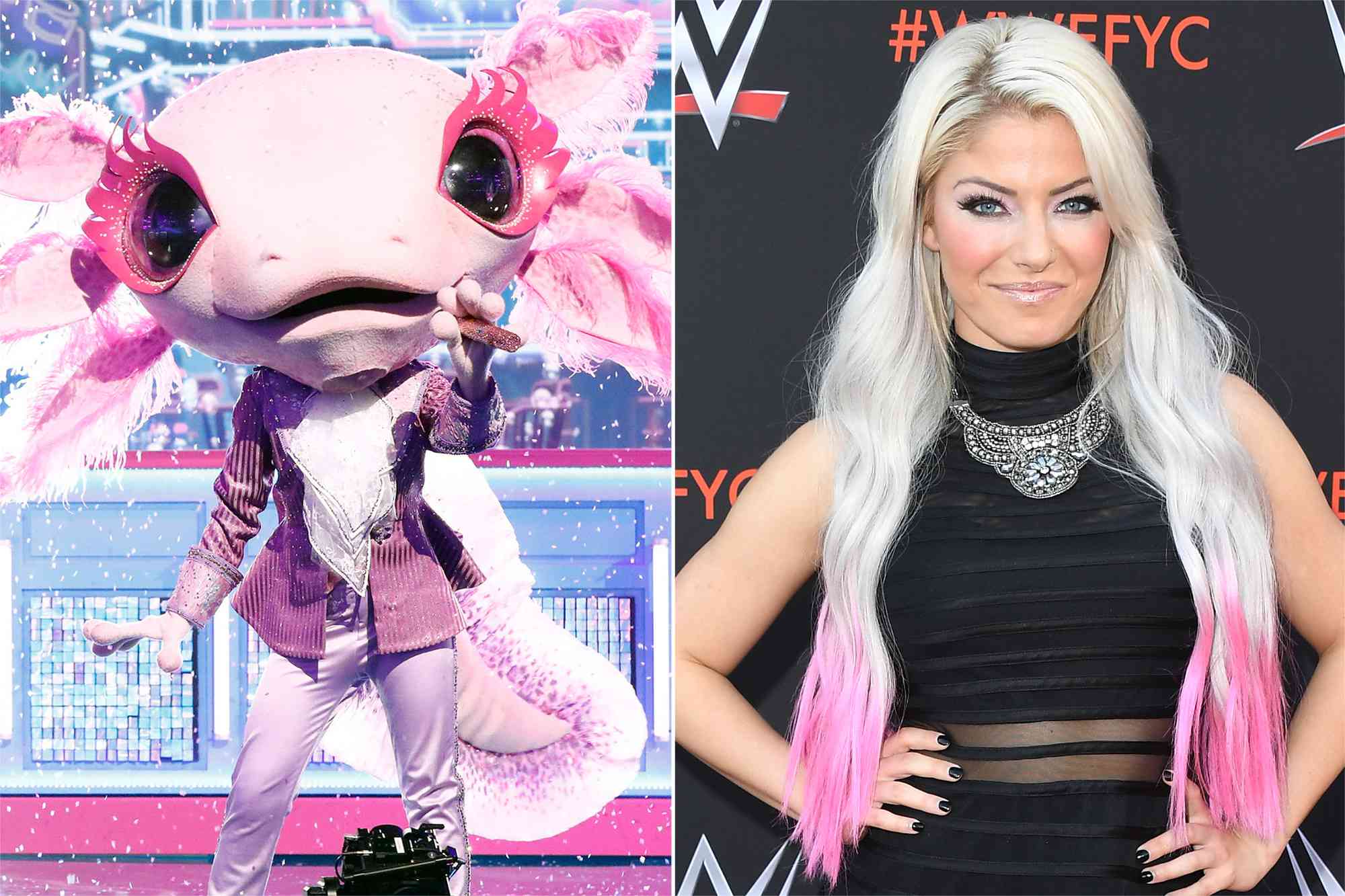 THE MASKED SINGER: Axolotl in the “Country Night” episode of THE MASKED SINGER airing Wednesday, March 22, Alexa Bliss attends WWE's First-Ever Emmy "For Your Consideration" Event at Saban Media Center on June 6, 2018 in North Hollywood, California.
