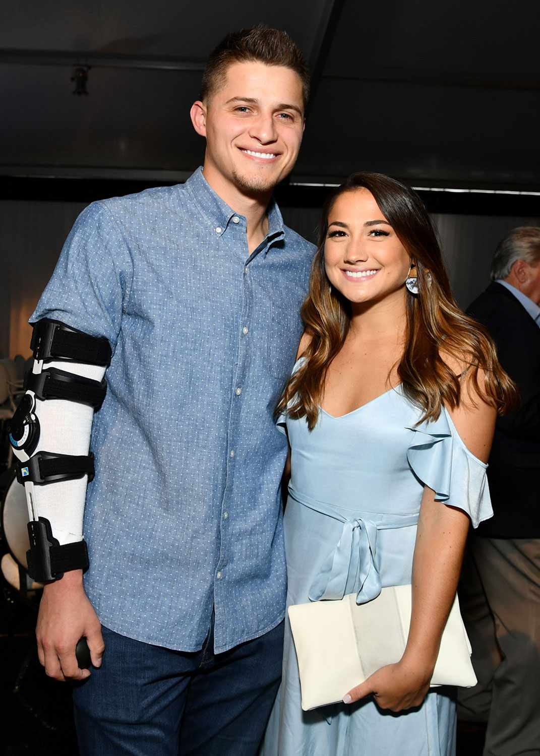Cory Seager and Madisyn Van Ham attend the Fourth Annual Los Angeles Dodgers Foundation Blue Diamond Gala at Dodger Stadium on June 11, 2018 in Los Angeles, California. 