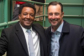 Former Boston Red Sox pitchers Pedro Martinez and Tim Wakefield of the Boston Red Sox pose for a photograph before game two of the 2018 World Series between the Boston Red Sox and the Los Angeles Dodgers on October 23, 2018 at Fenway Park in Boston, Massachusetts. 
