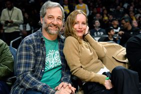 LOS ANGELES, CA - MARCH 24: Judd Apatow and his wife Leslie Mann attend the Oklahoma City Thunder and Los Angeles Lakers game at Crypto.com Arena on March 24, 2023 in Los Angeles, California.at Crypto.com Arena on March 24, 2023 in Los Angeles, California. (Photo by Kevork Djansezian/Getty Images)
