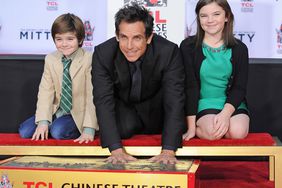 Ben Stiller (C) and his children Quinlin Stiller (L) and Ella Stiller attend the hand and footprint ceremony honoring Ben Stiller held at TCL Chinese Theatre on December 3, 2013 in Hollywood, California