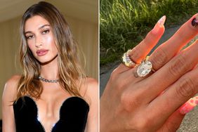 ailey Bieber attends The 2021 Met Gala Celebrating In America: A Lexicon Of Fashion at Metropolitan Museum of Art on September 13, 2021 in New York City. ; Hailey Bieber's engagement ring. 