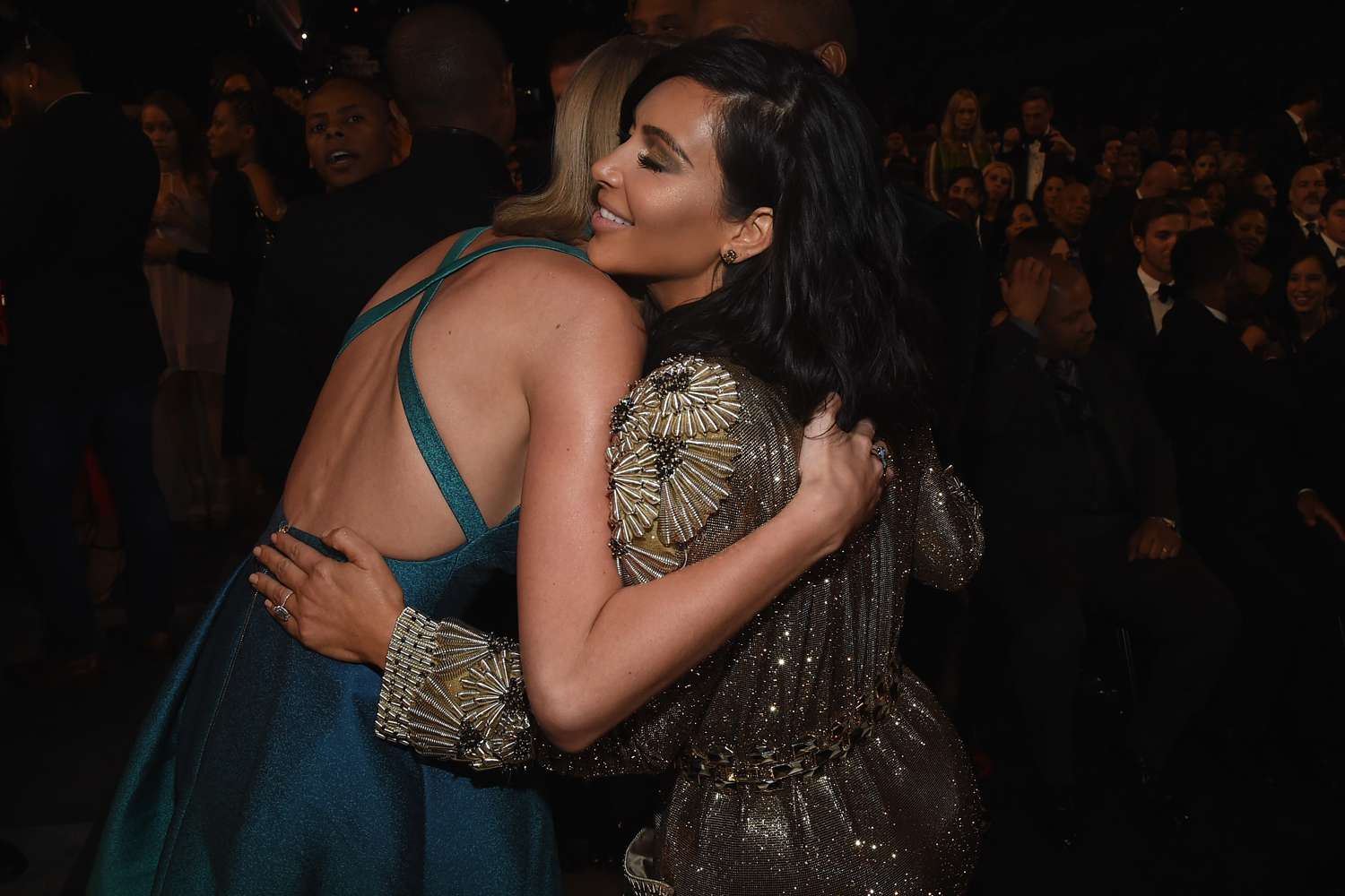 Recording Artist Taylor Swift and Kim Kardashian attend The 57th Annual GRAMMY Awards at the STAPLES Center on February 8, 2015 in Los Angeles, California