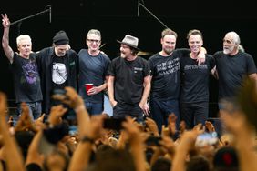 Mike McCready (left), Josh Klinghoffer, Stone Gossard, Eddie Vedder, Jeff Ament, Matt Cameron and Boom Gaspar of Pearl Jam in Austin, Texas on Sept. 18, 2023