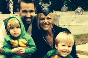 Rob McElhenny and Kaitlin Olson with their kids Axel and Leo.