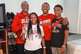 NC State Coach Kevin Keatts, Georgette Keatts and sons