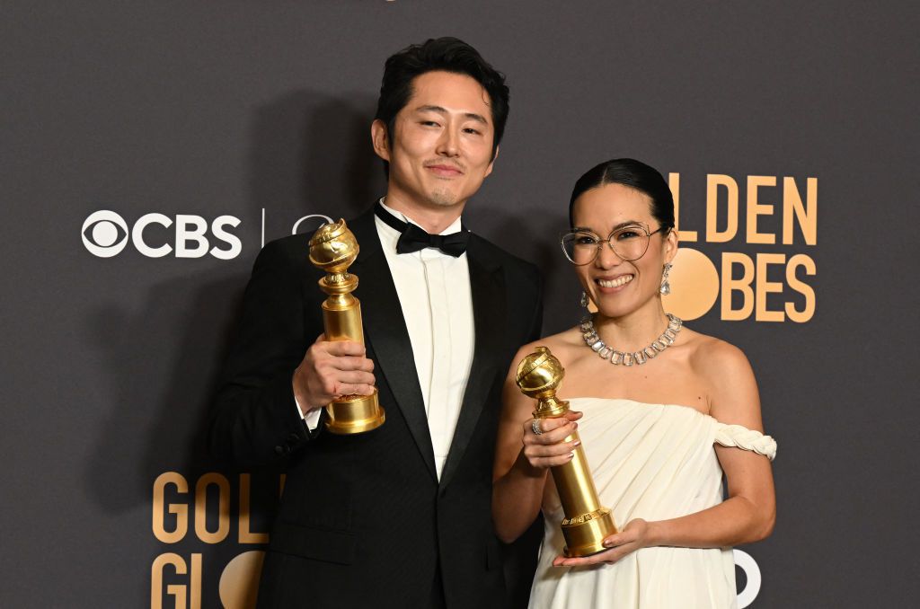 Ali Wong and Steven Yeun during the 81st annual Golden Globe Awards