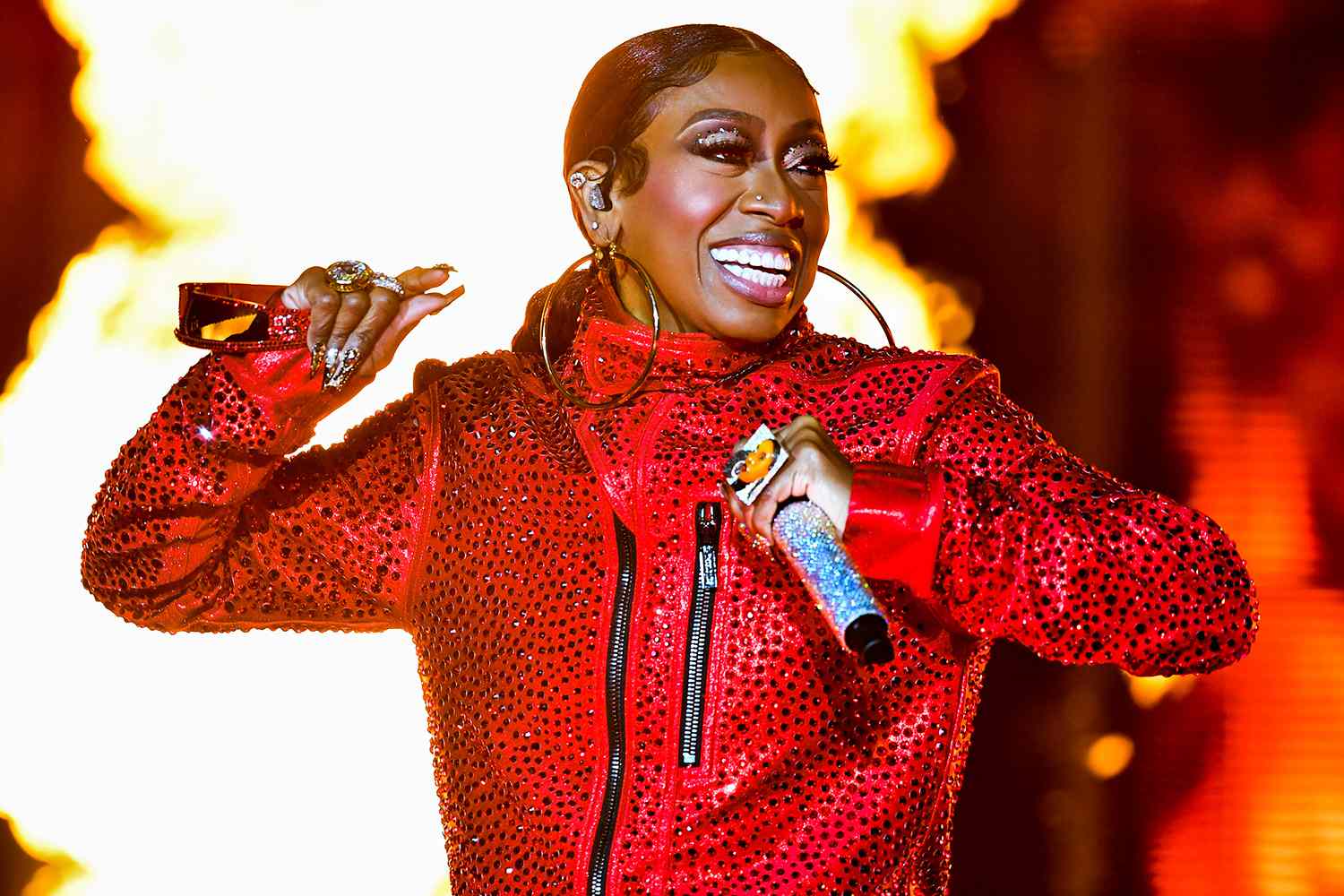 Missy Elliott performs onstage during the Lovers & Friends music festival at the Las Vegas Festival Grounds on May 6, 2023 in Las Vegas, Nevada. 