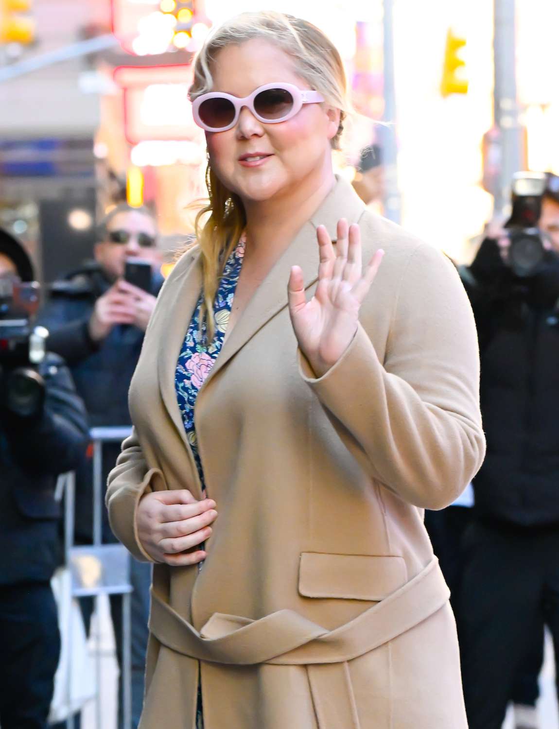 Amy Schumer is seen outside 'GMA" on February 14, 2024 in New York City