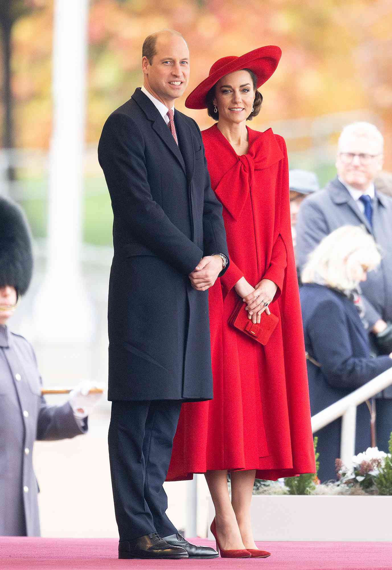Prince William, Prince of Wales and Catherine, Princess of Wales attend a ceremonial welcome for The President and the First Lady of the Republic of Korea at Horse Guards Parade on November 21, 2023 in London, England. King Charles is hosting Korean President Yoon Suk Yeol and his wife Kim Keon Hee on a state visit from November 21-23. It is the second incoming state visit hosted by the King during his reign.
