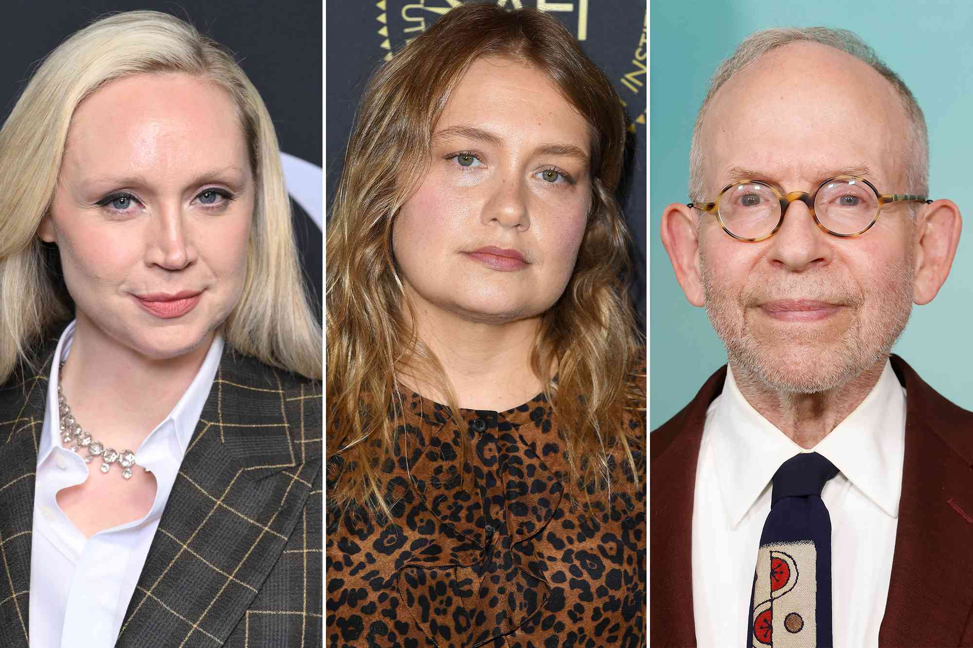 Gwendoline Christie attends the Dior Homme Menswear Fall-Winter 2023-2024 show as part of Paris Fashion Week on January 20, 2023. ; Merritt Wever attends the 20th Annual AFI Awards on January 03, 2020 in Los Angeles, California. ; Bob Balaban attends the New York premiere of "Asteroid City" on June 13, 2023 in New York City. 