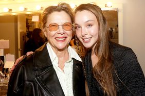 Annette Bening and daughter Ella Beatty pose backstage at the hit play "Appropriate" on Broadway at The Belasco Theatre on March 26, 2024 in New York City.