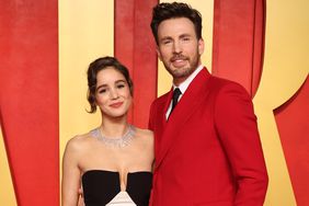 Alba Baptista and Chris Evans attend the 2024 Vanity Fair Oscar Party Hosted By Radhika Jones at Wallis Annenberg Center for the Performing Arts on March 10, 2024 in Beverly Hills, California.
