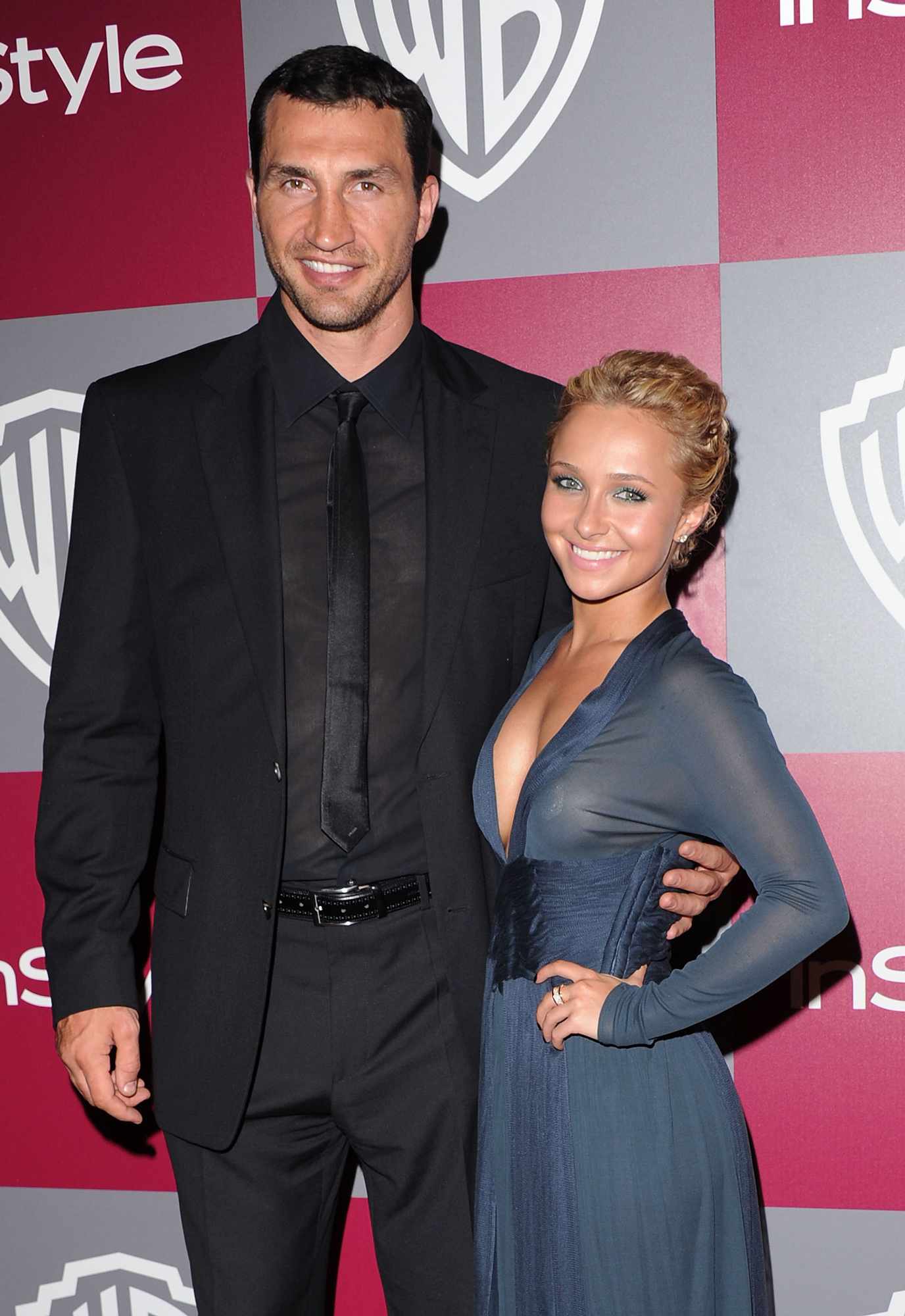 Hayden Panettiere (R) and professional boxer Wladimir Klitschko arrive at the 2011 InStyle/Warner Brothers Golden Globes Party at The Beverly Hilton hotel on January 15, 2011 in Beverly Hills, California