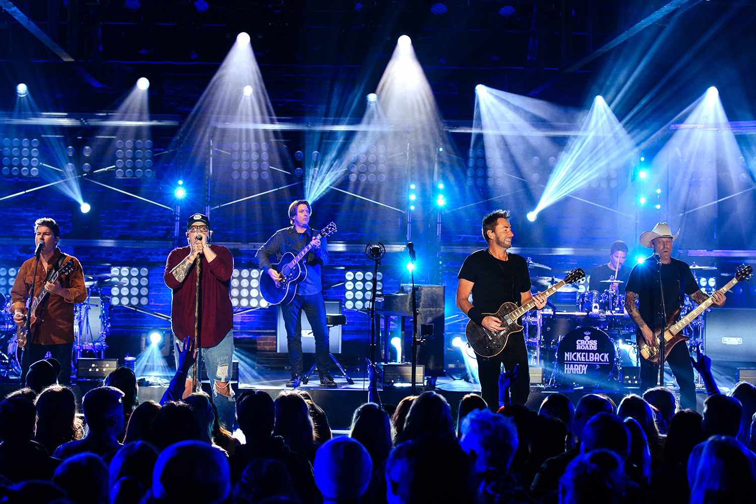 HARDY and Chad Kroeger of Nickelback perform at CMT Crossroads: Nickelback & HARDY at Marathon Music Works 