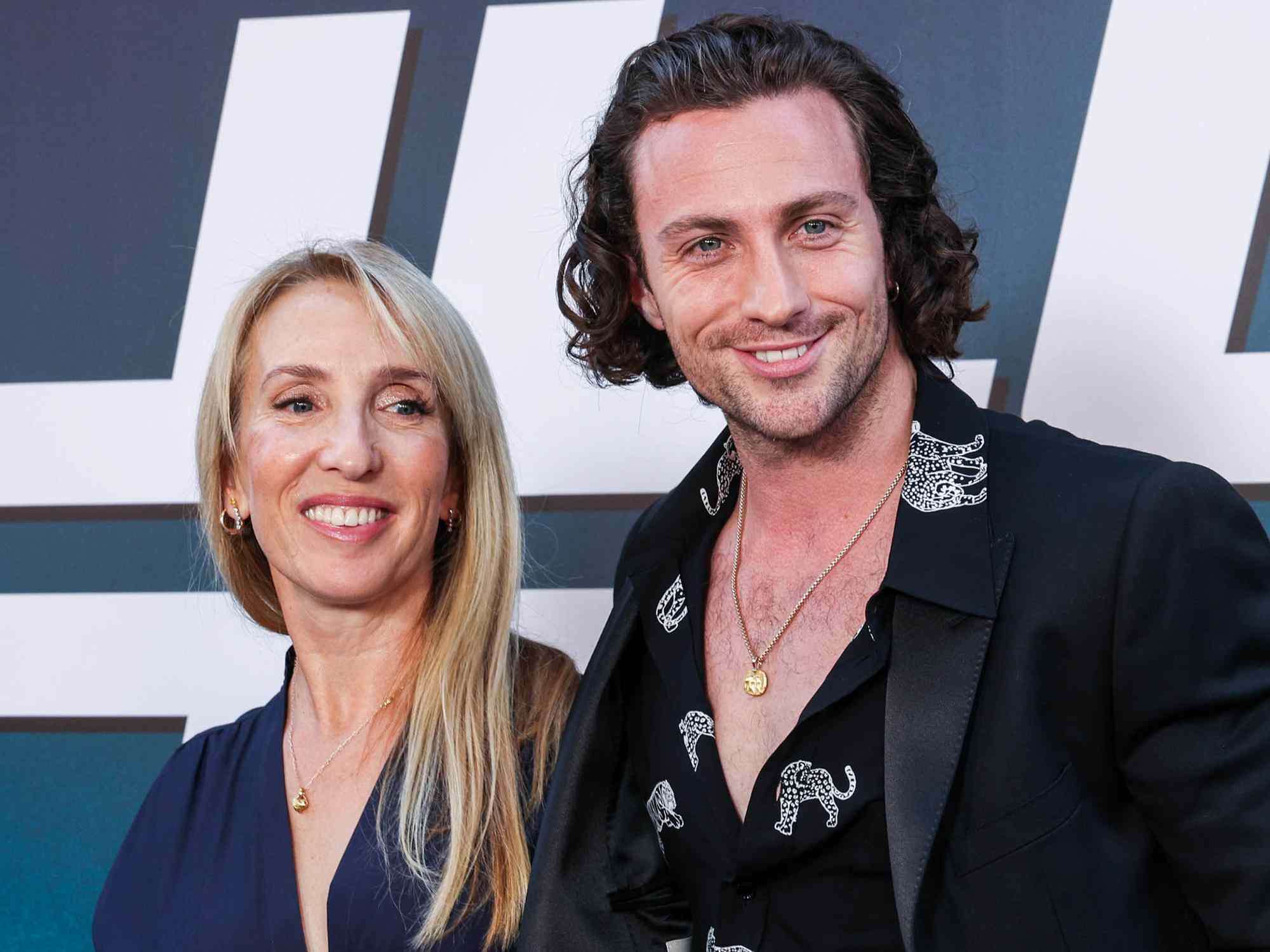 Sam Taylor-Johnson and Aaron Taylor-Johnson attend "Bullet Train" Premiere At Le Grand Rex on July 18, 2022 in Paris, France