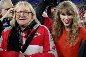Taylor Swift is seen on the field with Donna Kelce,