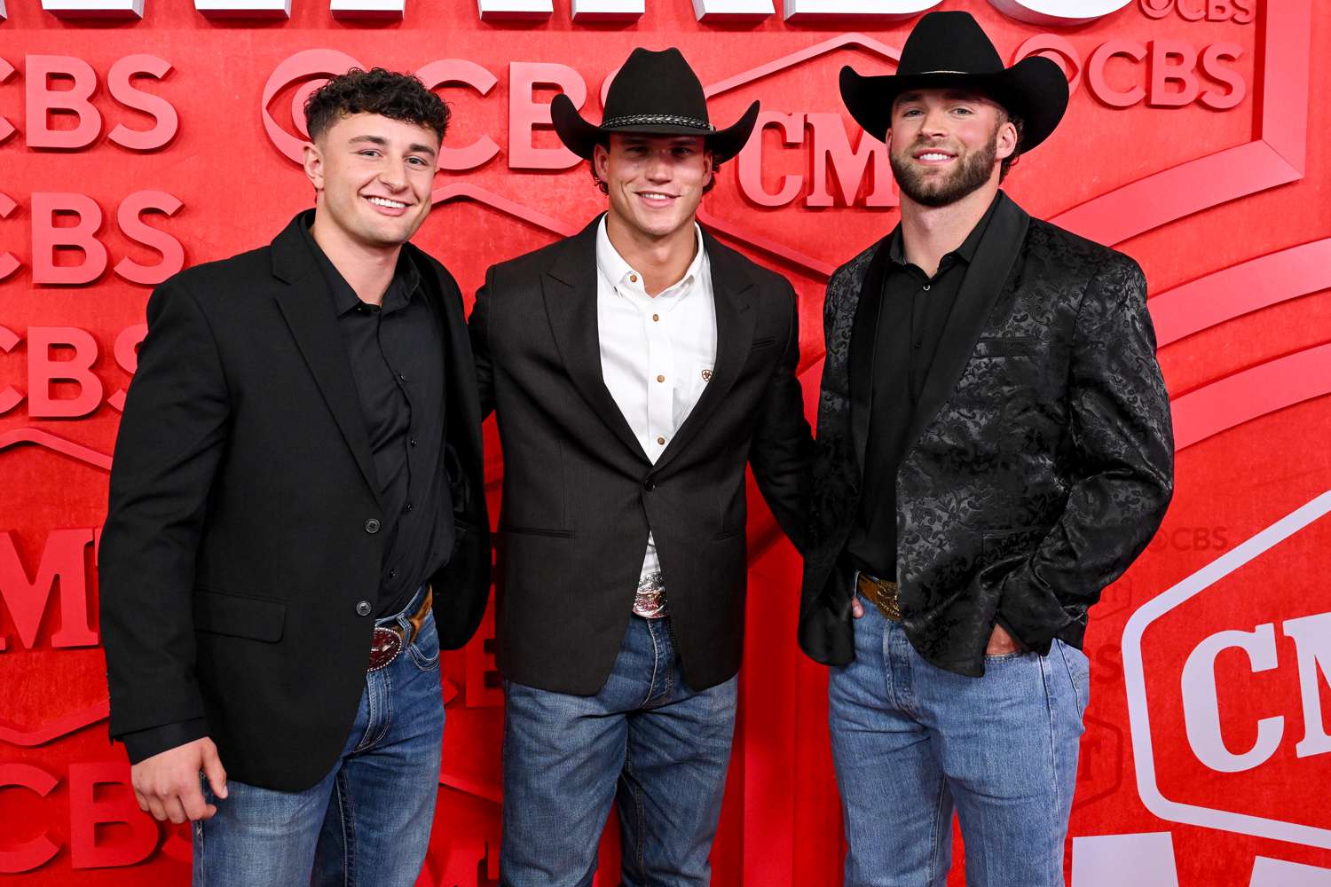 Kade "Cutter" Wilcox, Mark Estes and Kaleb Campbell Winterburn of The Montana Boyz at the 2024 CMT Music Awards held at the Moody Center on April 7, 2024 in Austin, Texas. 