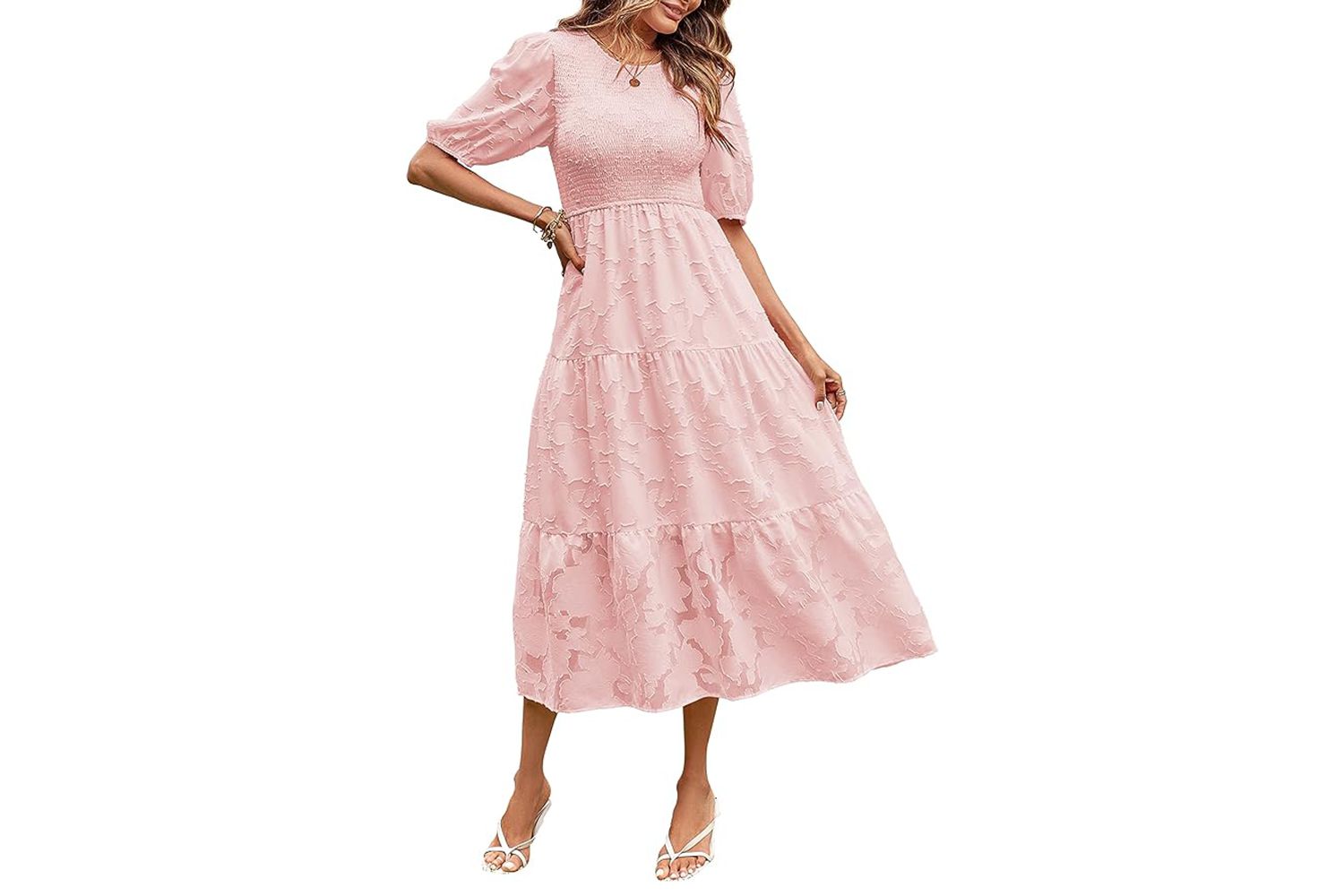 Amazon MEROKEETY Women's 2024 Summer Puff Sleeve Smocked Floral Dress