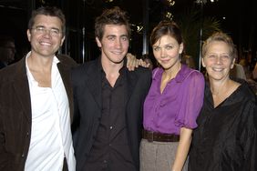 Jake Gyllenhaal and sister Maggie Gyllenhaal (C) pose with parents Steve Gyllenhaal (L) and Naomi Foner at a benefit screening of Touchstone Pictures' "Moonlight Mile" in 2002