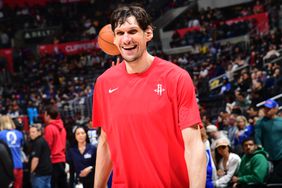 Boban Marjanovic of the Houston Rockets smiles before the game against the LA Clippers on April 14, 2024