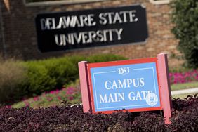 The main gate of the Delaware State University campus in Dover, Delaware, U.S.