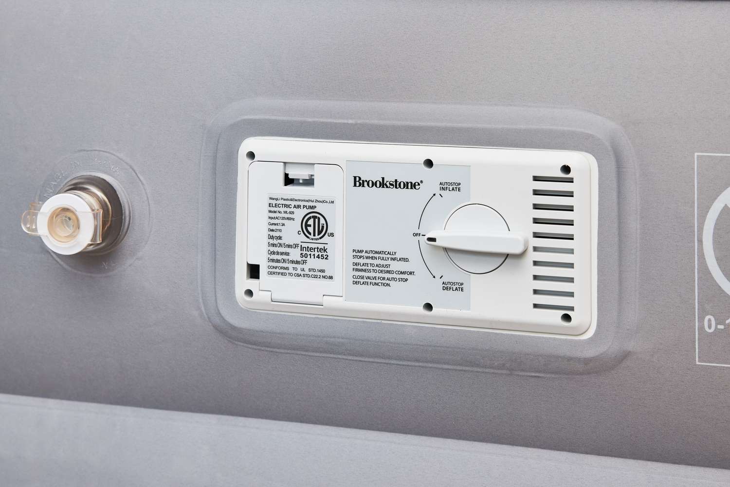 The fan and pump on the Brookstone Perfect Queen Air Mattress with Built-in Pump