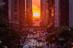 S.Pellegrino hosts the first-of-its-kind Manhattanhenge viewing celebration high above the streets of New York on July 12, 2018 in New York City. 