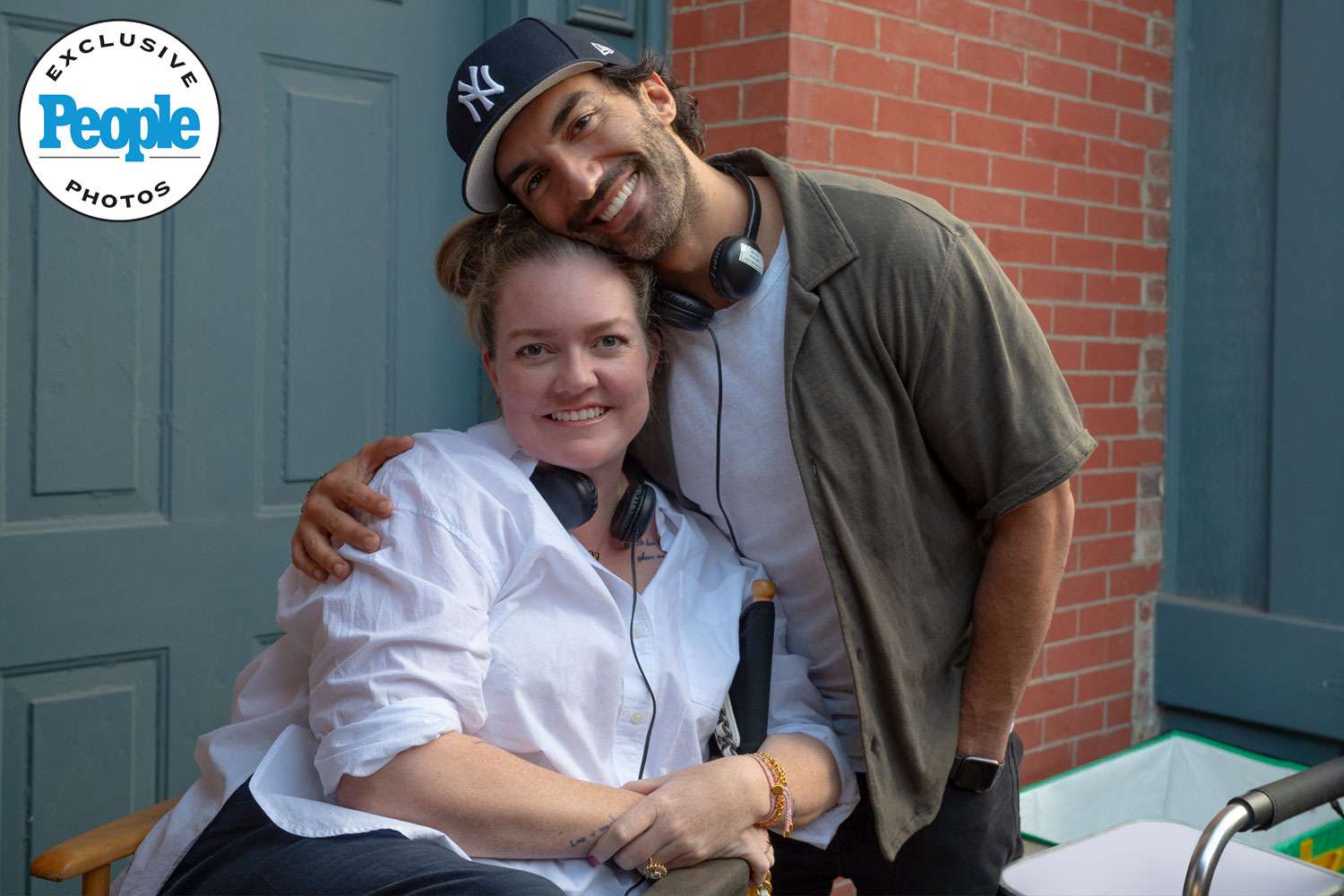 Colleen Hoover and Justin Baldoni on the set of IT END WITH US.