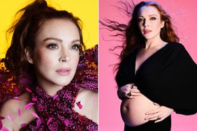  Pregnant Lindsay Lohan Cradles Her Baby Bump as She Admits Prospect of Motherhood Is 'Overwhelming'