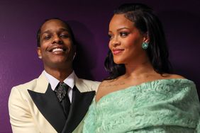 ASAP Rocky and Rihanna backstage at the 95th Academy Awards at the Dolby Theatre on March 12, 2023