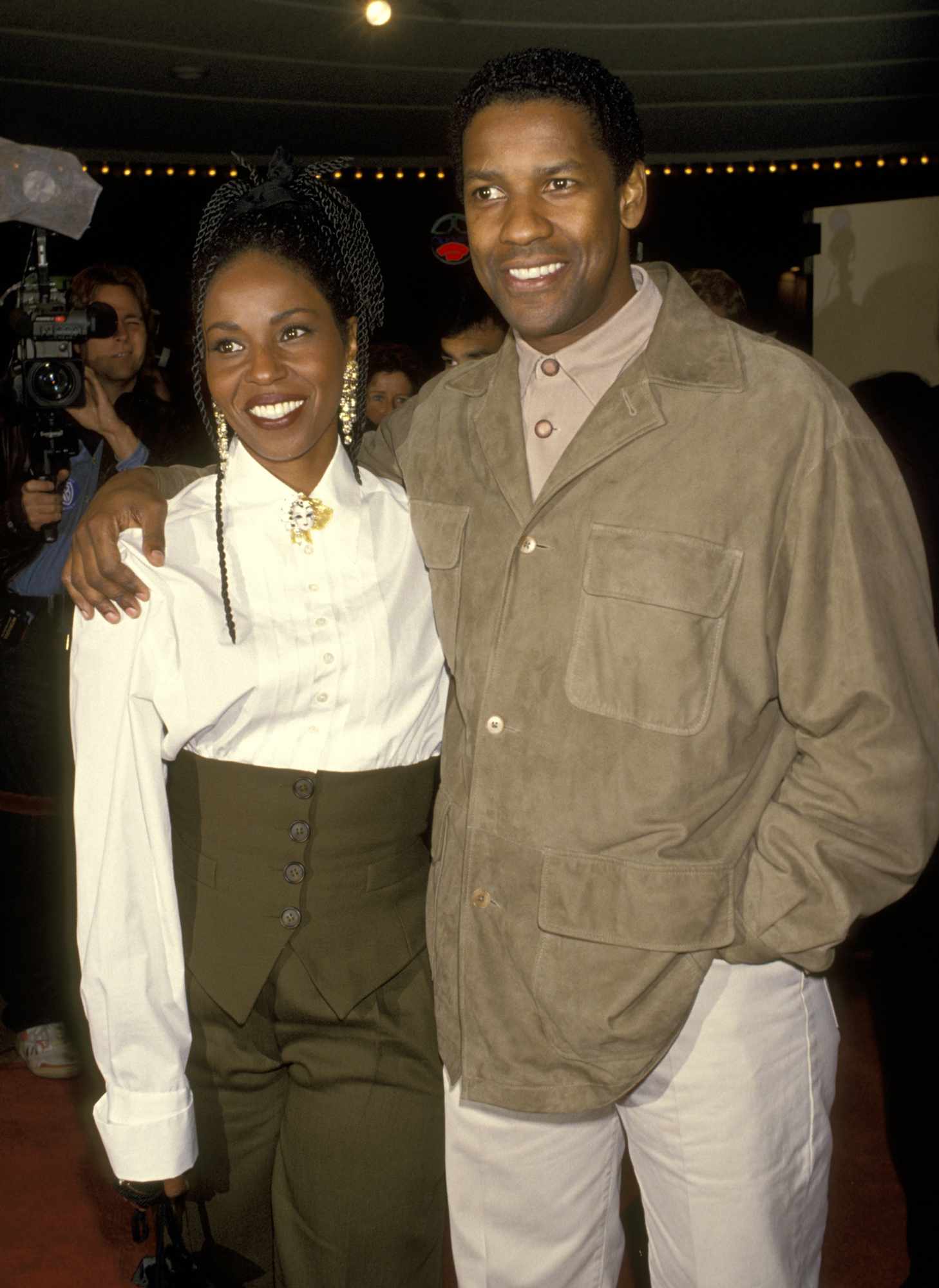 Denzel Washington and Pauletta Washington during Screening of "The Pelican Brief" at Mann's Bruin Theater in Westwood, CA, United States