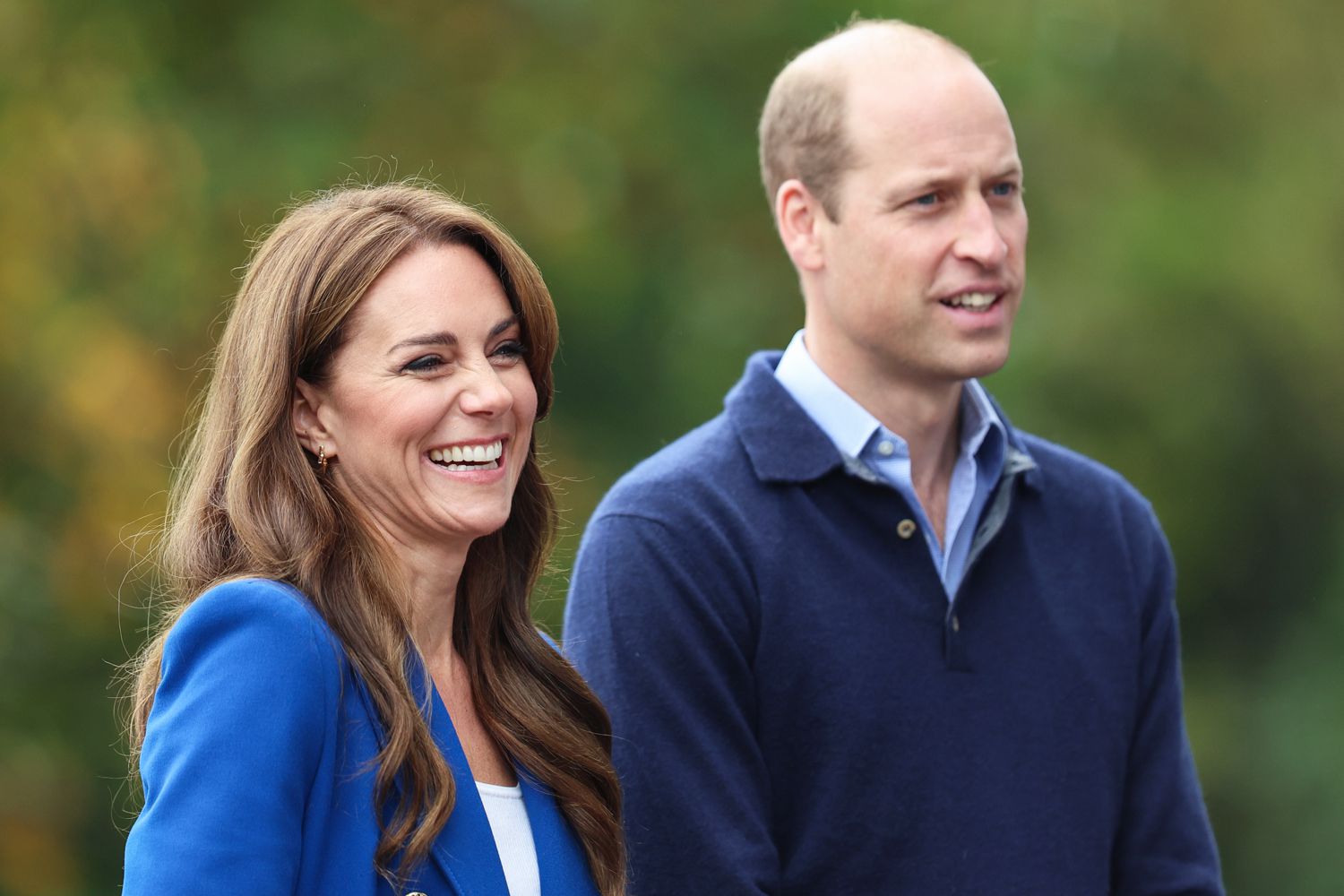 Catherine, Princess of Wales and Prince William, Prince of Wales smile as they arrive for their visit to SportsAid at Bisham Abbey National Sports Centre to mark World Mental Health Day on October 12, 2023