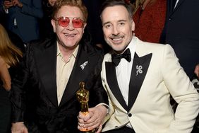 Elton John and David Furnish attend the 28th Annual Elton John AIDS Foundation Academy Awards Viewing Party on February 09, 2020 in West Hollywood, California