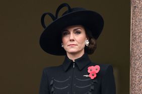 Queen Camilla and Catherine, Princess of Wales attends the National Service of Remembrance at The Cenotaph on November 12, 2023 in London, England. Every year, members of the British Royal family join politicians, veterans and members of the public to remember those who have died in combat.