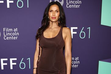 Padma Lakshmi attends the red carpet for "Priscilla" during the 61st New York Film Festival 