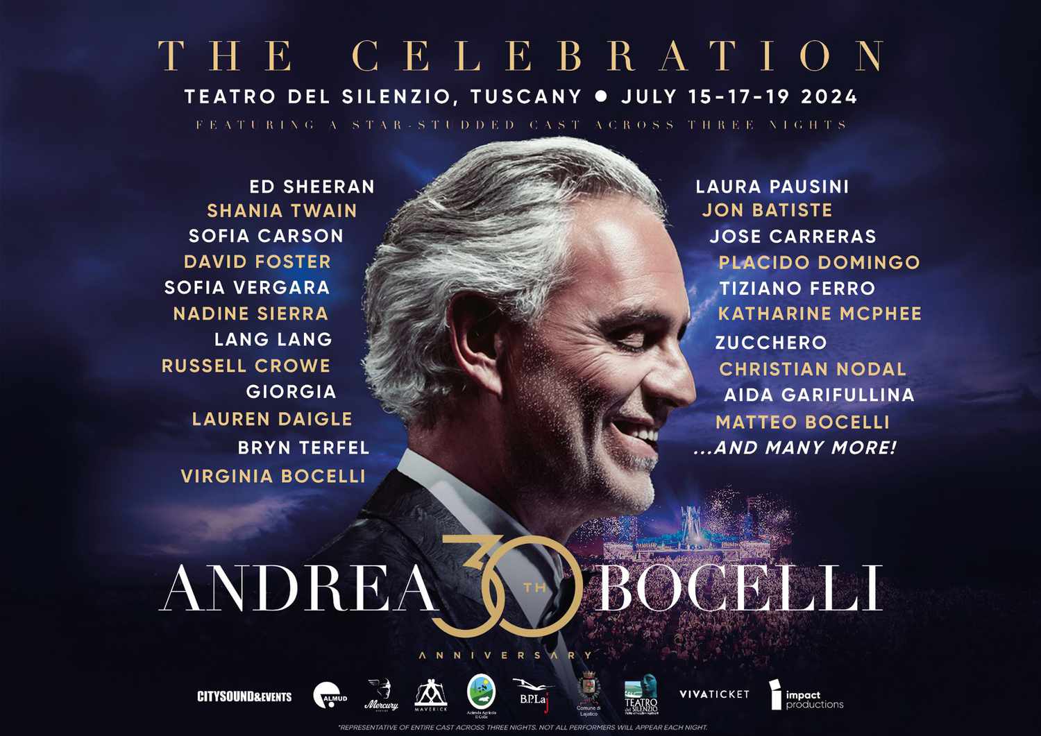 Andrea Bocelli Is Celebrating 30 Years in Music With 3-Day Concert Event