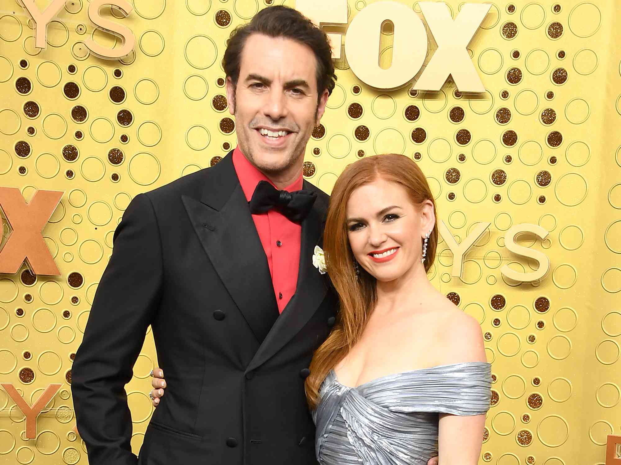 Sacha Baron Cohen and Isla Fisher arrive at the 71st Emmy Awards on September 22, 2019 in Los Angeles, California