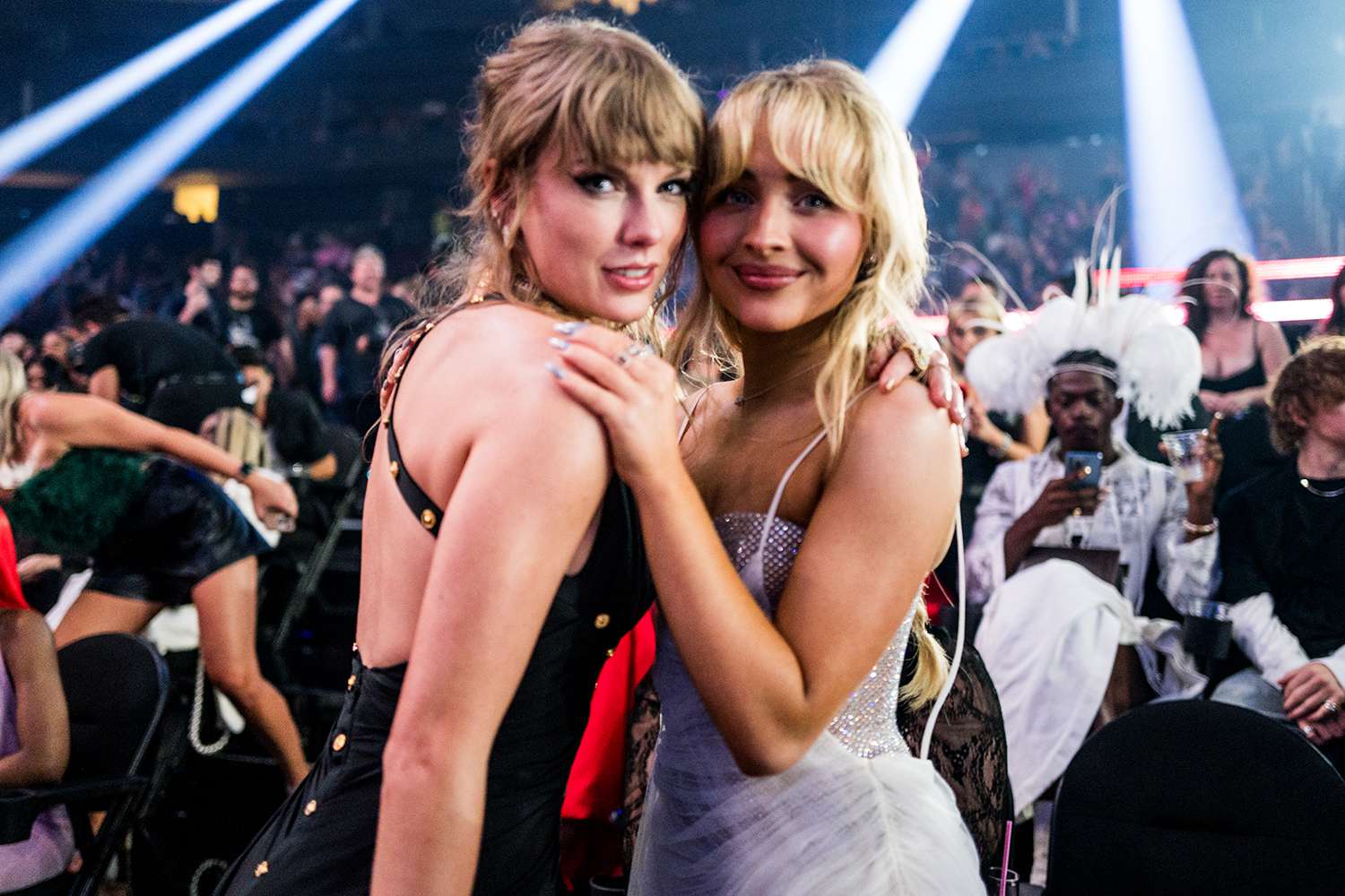 Taylor Swift and Sabrina Carpenter attend the 2023 Video Music Awards