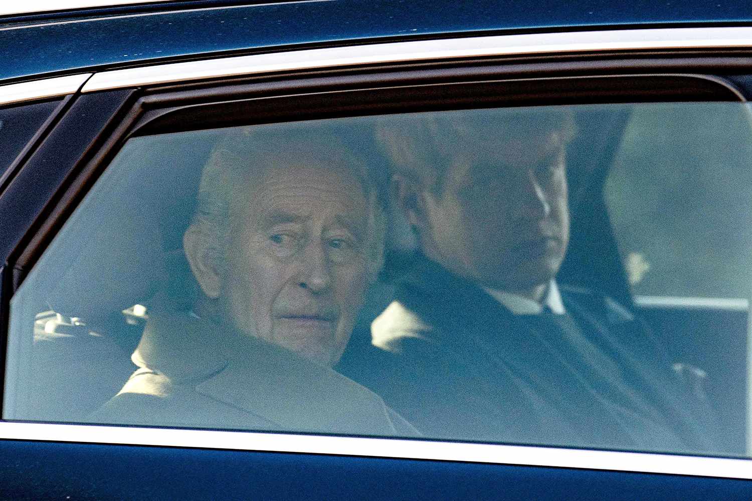 EXCLUSIVE: HM King Charles III is seen leaving RAF Marham on his way to the Sandringham Estate where he will rest prior to his prostate surgery next week. 