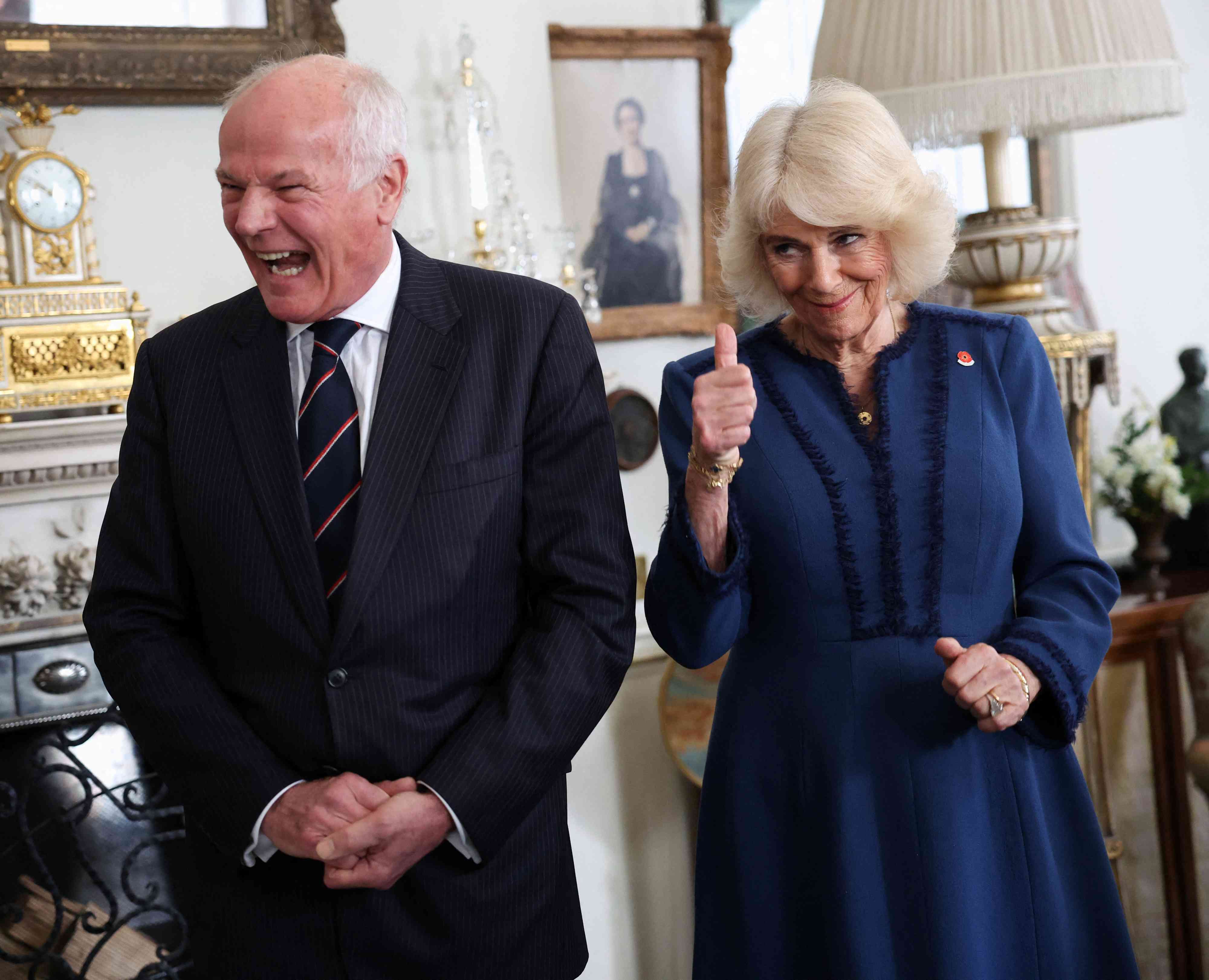 Queen Camilla thumbs up clarence house london 02 15 24
