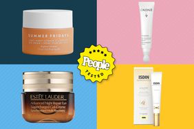Best eye creams for dark circles of 2023 collaged against a colorful tiled background